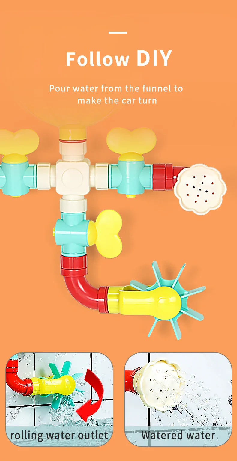 Baby Bath Toys Montessori DIY Pipes Tubes Water Spray Rotating Water Jet Game Bathtub Toy Spray Bathroom Toys Kids Gift