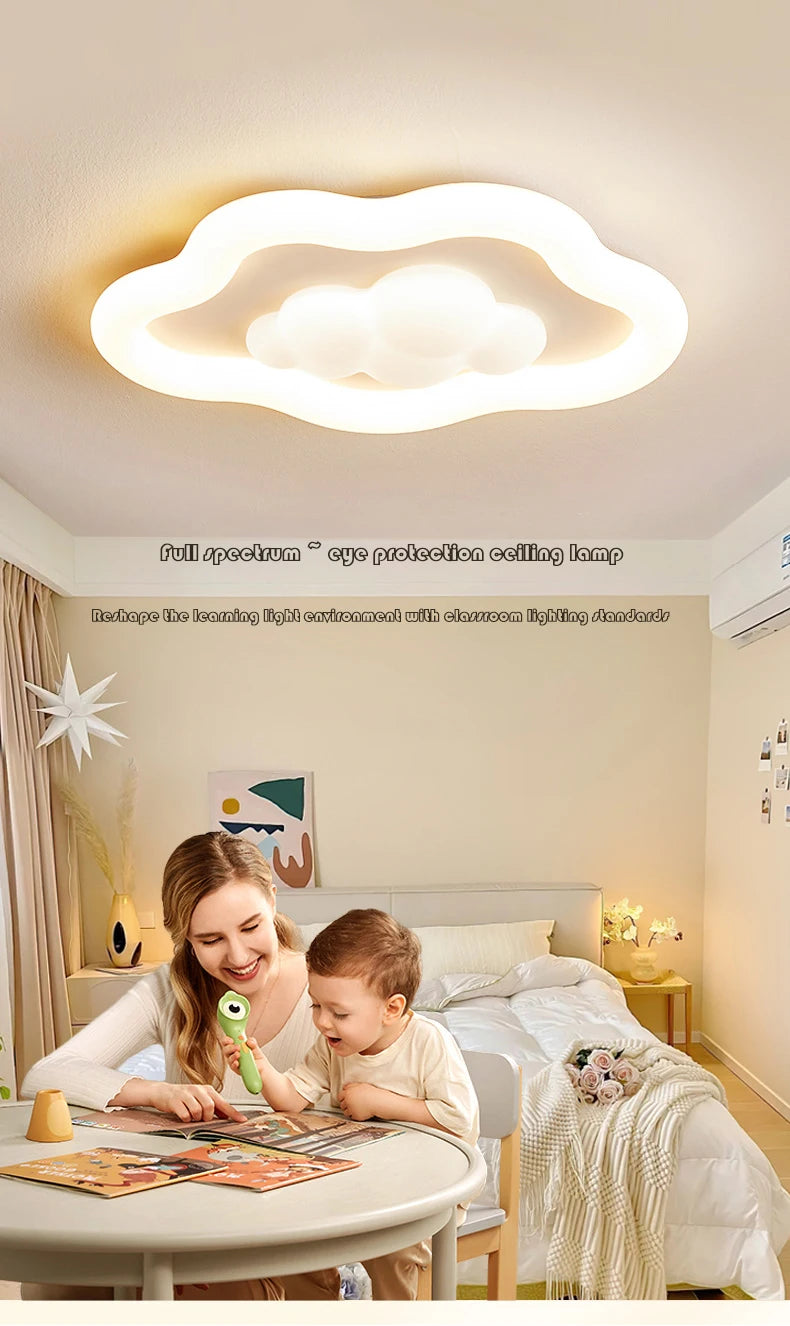 Cloud Light LED Children's Room Baby Room Ceiling Lights Modern Cream Style Nursery Decor Boy Girl Bedroom Cloud Ceiling Lamps