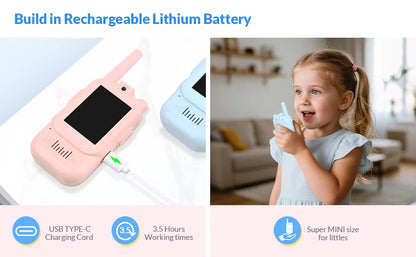 Mafiti Toys for Boys Girls Mini Video Walkie Talkies for Kids 2 Pack Rechargeable 1000 Feet Range Birthday Indoor Outdoor