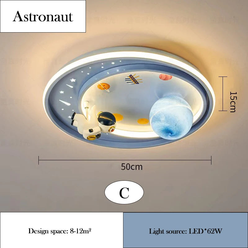 Children's Room Bedroom Ceiling Lights LED Moon Astronaut Unicorn Light Warm Romantic Baby Room Boy Girl Bedroom Ceiling Lamps