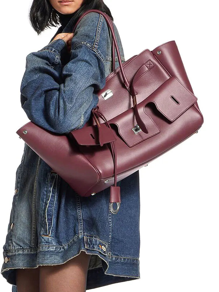 New Women's Tote Bag, Fashionable and Simple Casual Bag, High-End Shoulder Bag, Large-Capacity Commuter Bag, Trendy Handbag, Water-Repellent Shopping Bag
