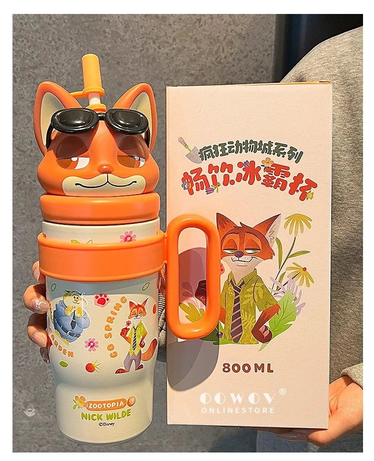 Adorable Animal Design Straw Tumbler, Leakproof Insulated Cup Student Gift
