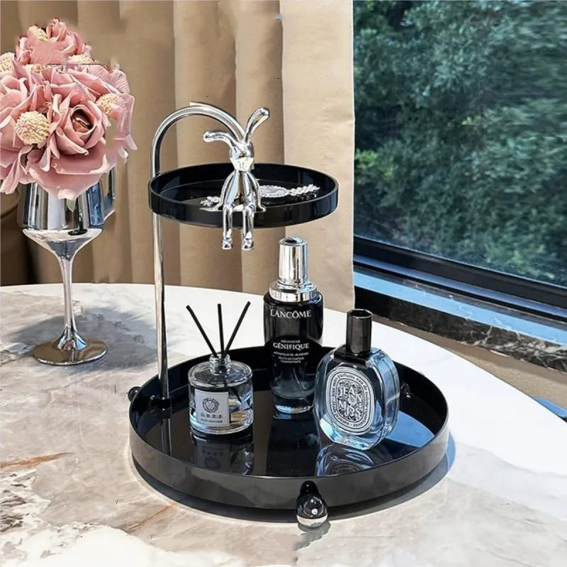 Makeup Organizer Tray Cosmetic Jewelry Lipstick Skincare Storage Shelf Perfume Watches Glasses Keys Rack Home Bathroom Holder