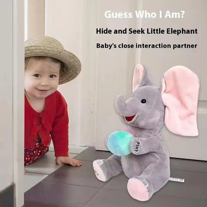 Hide And Seek Elephant Plush Toy Baby Head Up Training Soothing Singing Musical Doll New Born Gift For 3-12 Months