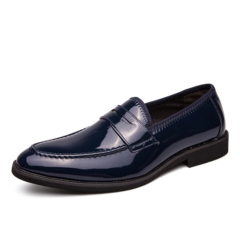 Summer Men Genuine Leather Casual Shoes Mens Wedding Black Dress Shoes Mens Banquet Loafers Blue Outdoor Walking Shoes Big Size
