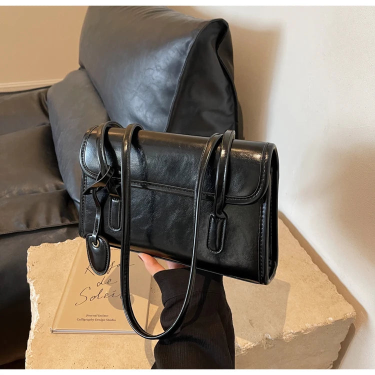 Fashion Red Shoulder Bags For Women Trendy Textured Solid Color Handbag Autumn Winter Versatile Female Underarm Pack