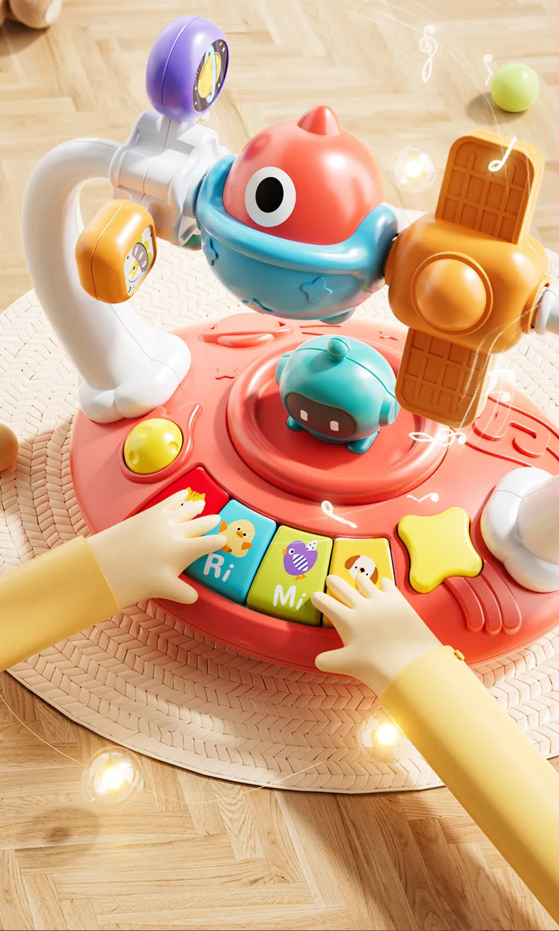 Baby Piano Toys Kids Rotating Music Piano Keyboard With Light Sound, Musical Toys For Toddlers, Early Educational Music Toy