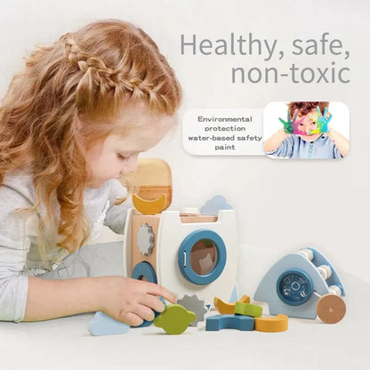 Wooden Montessorri Toys Five-in-one Multifunctional Baby Toys Exercise Children's hand-eye Coordination Logic Imagination Space