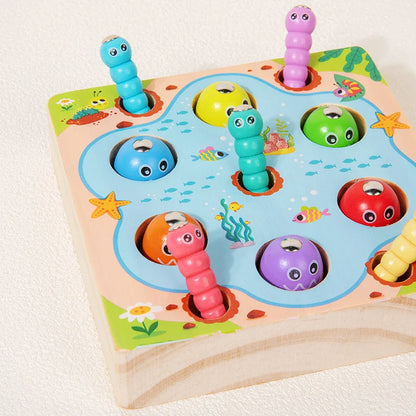 Children Wooden Fishing Game Toys Early Education Color Cognitive Toy Kids Interactive Games Toys for Gifts Fine Motor Skill
