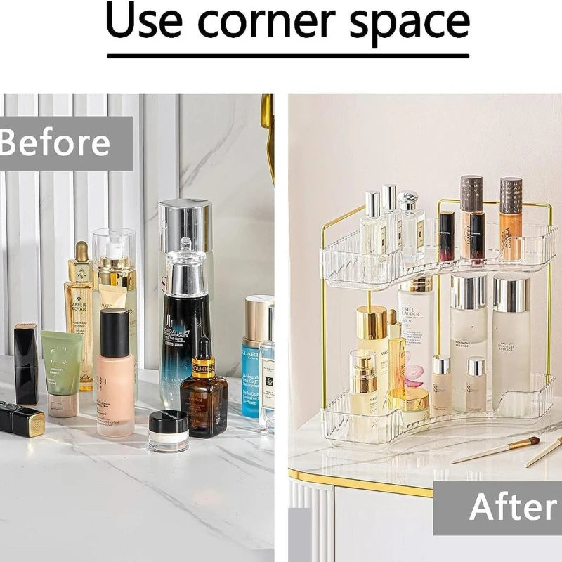 Corner Bathroom Counter Organizer Bathroom Countertop Shelf Makeup Organizer for Vanity Perfume Tray for Corner Storage
