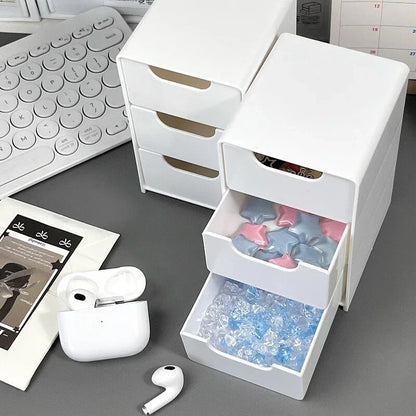 3-Tier Desk Organizer with Drawers - Ideal for Office Supplies, Jewelry & Cosmetics Storage - Portable Divider Box