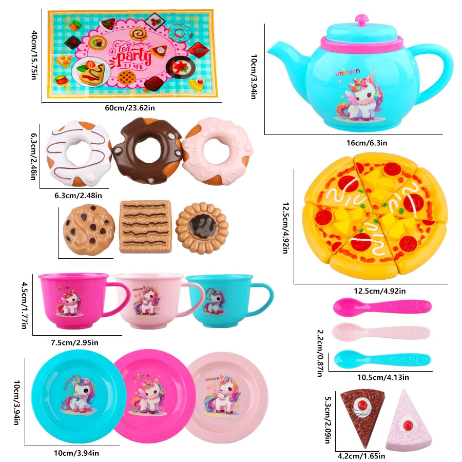 Girls' Afternoon Tea Toys, Party House Sets, 25 Pieces of Simulated Desserts, Cakes, Coffee, and Tea, Girls' Holiday Gifts
