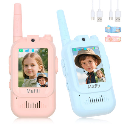 Mafiti Toys for Boys Girls Mini Video Walkie Talkies for Kids 2 Pack Rechargeable 1000 Feet Range Birthday Indoor Outdoor