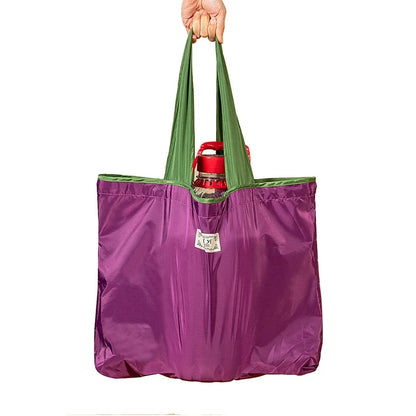 Women Fashion Shopping Bag Eco Large Polyester Beach Bag Tote Large Capacity Reusable Drawstring Bag Nylon Foldable Grocery Bag