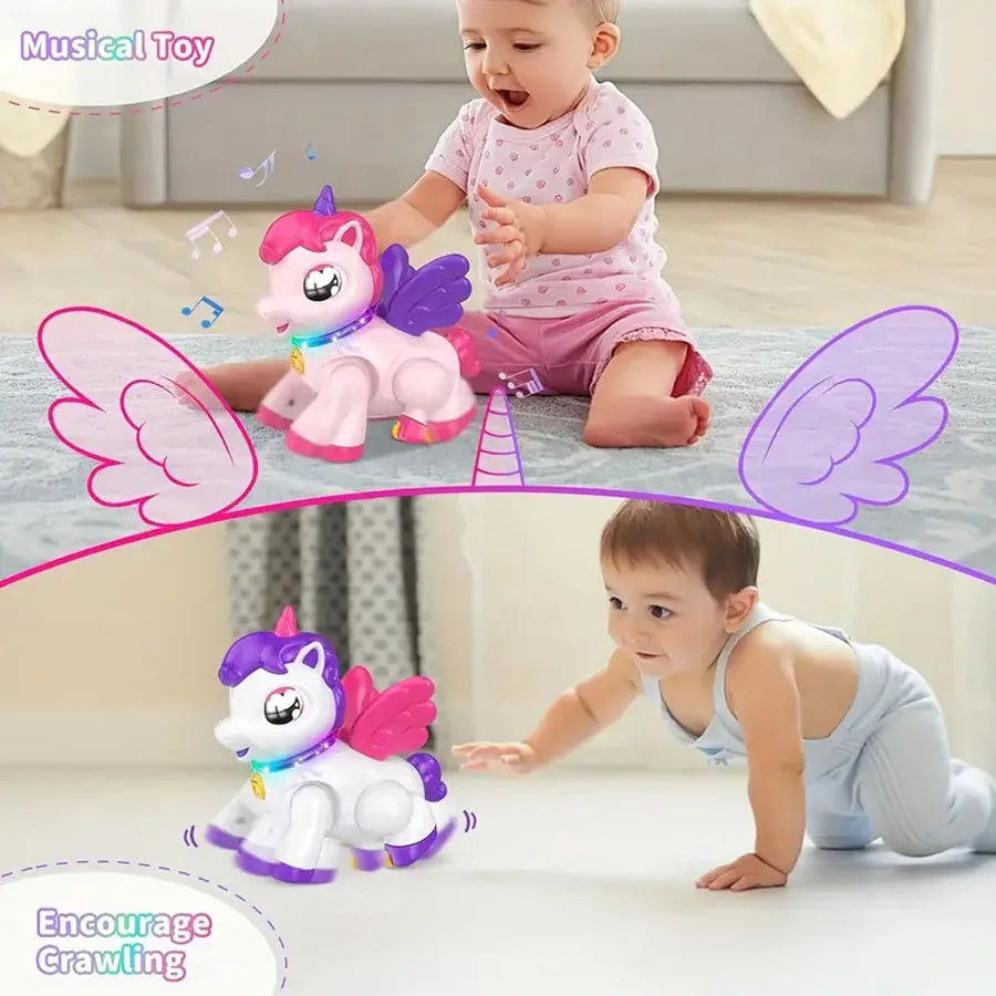 Unicorn Pegasus Toy Fantasy Cartoon Wings Unicorn with Light Music Animal Shape Girl Christmas New Year Gift