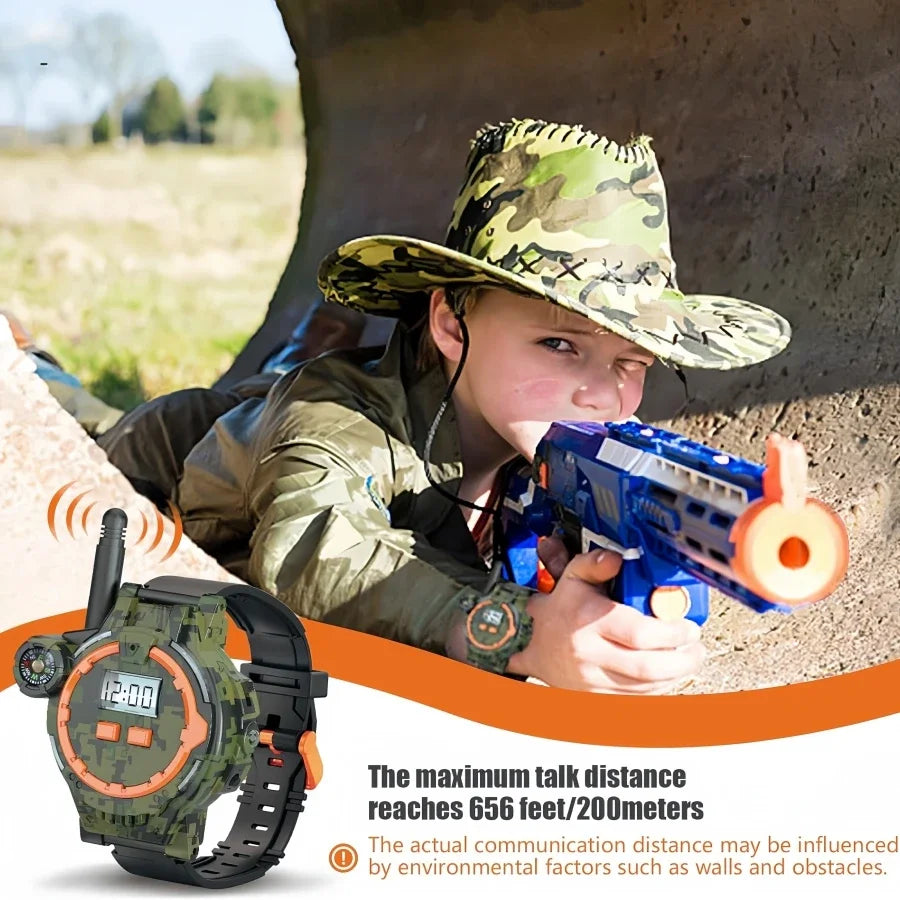 2PCS Rechargeable Walkie Talkies for Kids,Two-Way Radio Walky Talky with Flashlight and Compass,200 Meter Transmission Range,Out