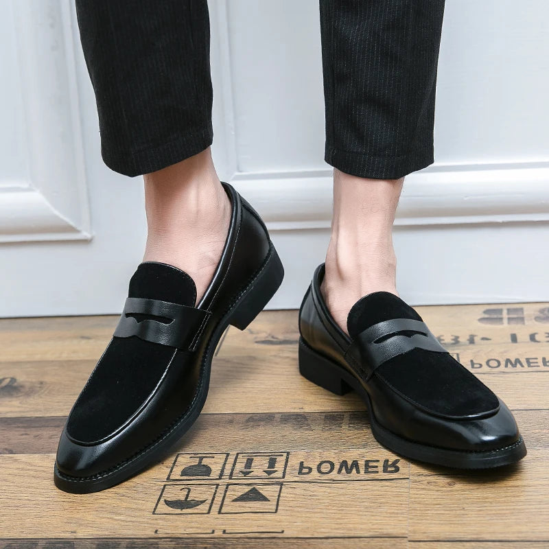 Summer Men Genuine Leather Casual Shoes Mens Wedding Black Dress Shoes Mens Banquet Loafers Blue Outdoor Walking Shoes Big Size