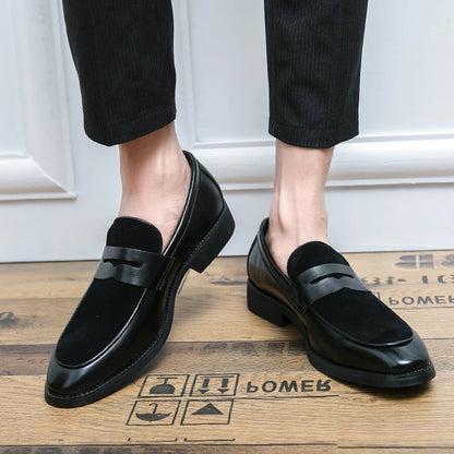 Summer Men Genuine Leather Casual Shoes Mens Wedding Black Dress Shoes Mens Banquet Loafers Blue Outdoor Walking Shoes Big Size