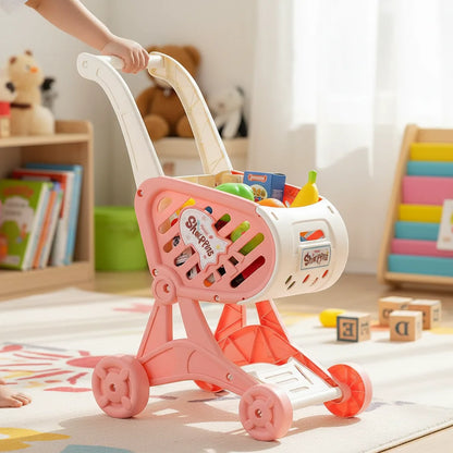 Shopping Cart Toy Baby Small Trolley Children Play House Fruit Cut Music Kitchen Supermarket Men And Girls Early Education Toys