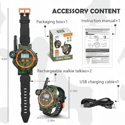 2PCS Rechargeable Walkie Talkies for Kids,Two-Way Radio Walky Talky with Flashlight and Compass,200 Meter Transmission Range,Out