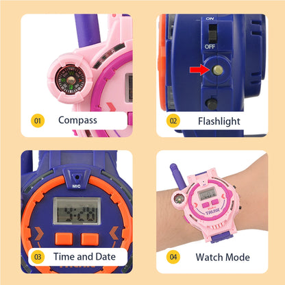 2Pcs Electronic Walkie Talkie Watch Toys, Creative Rechargeable Walkie Talkie With Compass Spying Gadgets Gifts for Kids