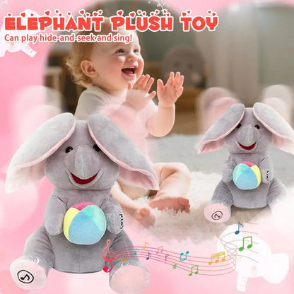 Hide And Seek Elephant Plush Toy Baby Head Up Training Soothing Singing Musical Doll New Born Gift For 3-12 Months