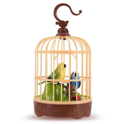 Voice-Activated Induction Birds Birdcage Toy Talking Chirping Fluttering Parrot Birds Toys Gifts for Baby Toddler Kids Children