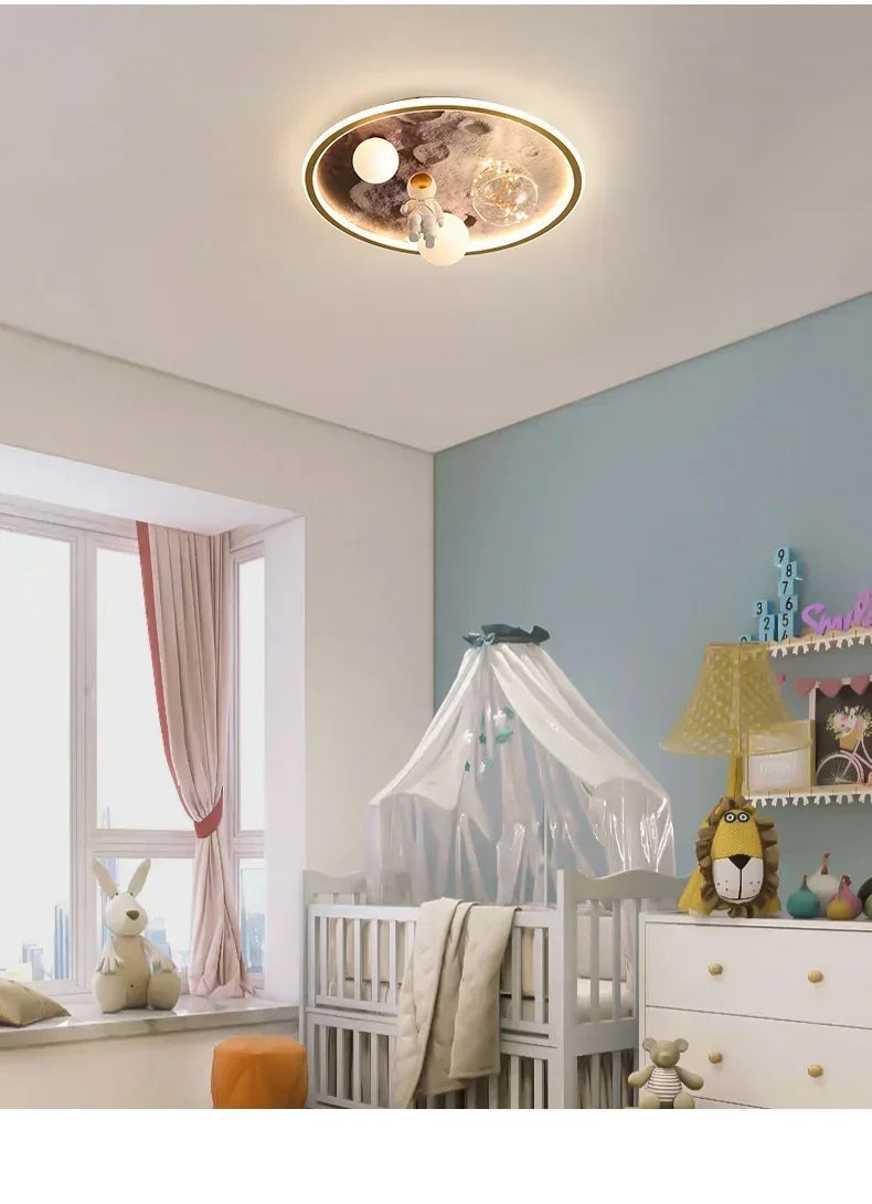 Modern European Modern Children's Moon Lustre Led Lights Astronaut Bedroom Chandeliers Decoration Ceiling Lamps For Room Home-ap