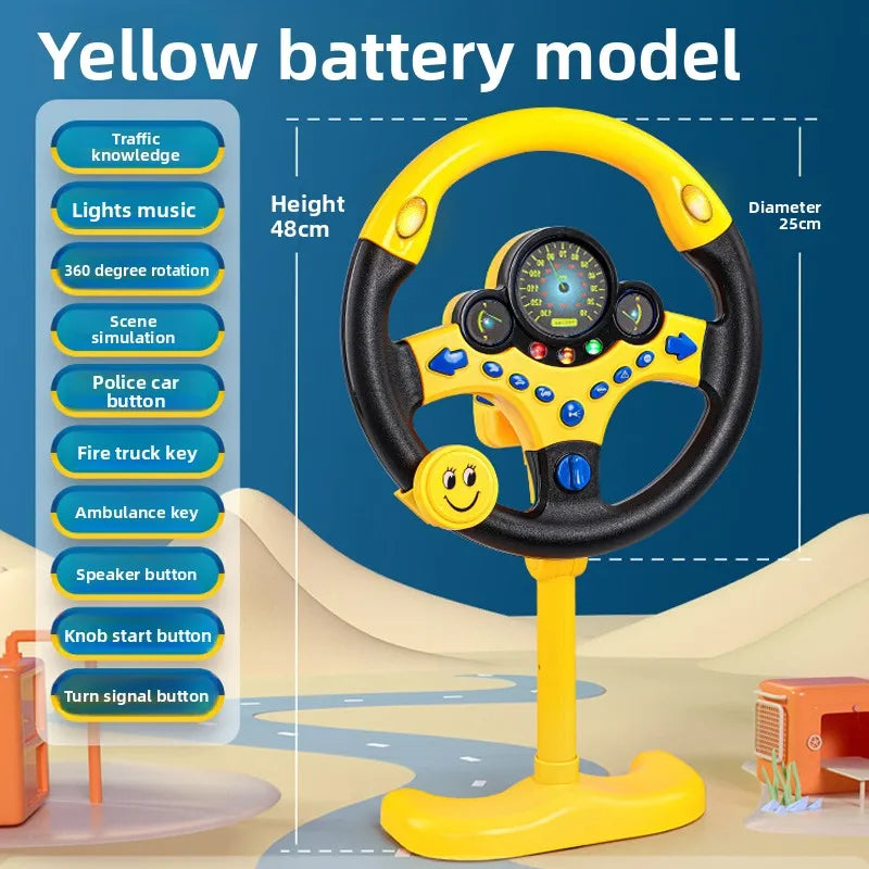 Electric Simulated Driving Steering Three-Dimensional Portable Wheel Copilot Toy Light And Sound Educational Children's Gifts