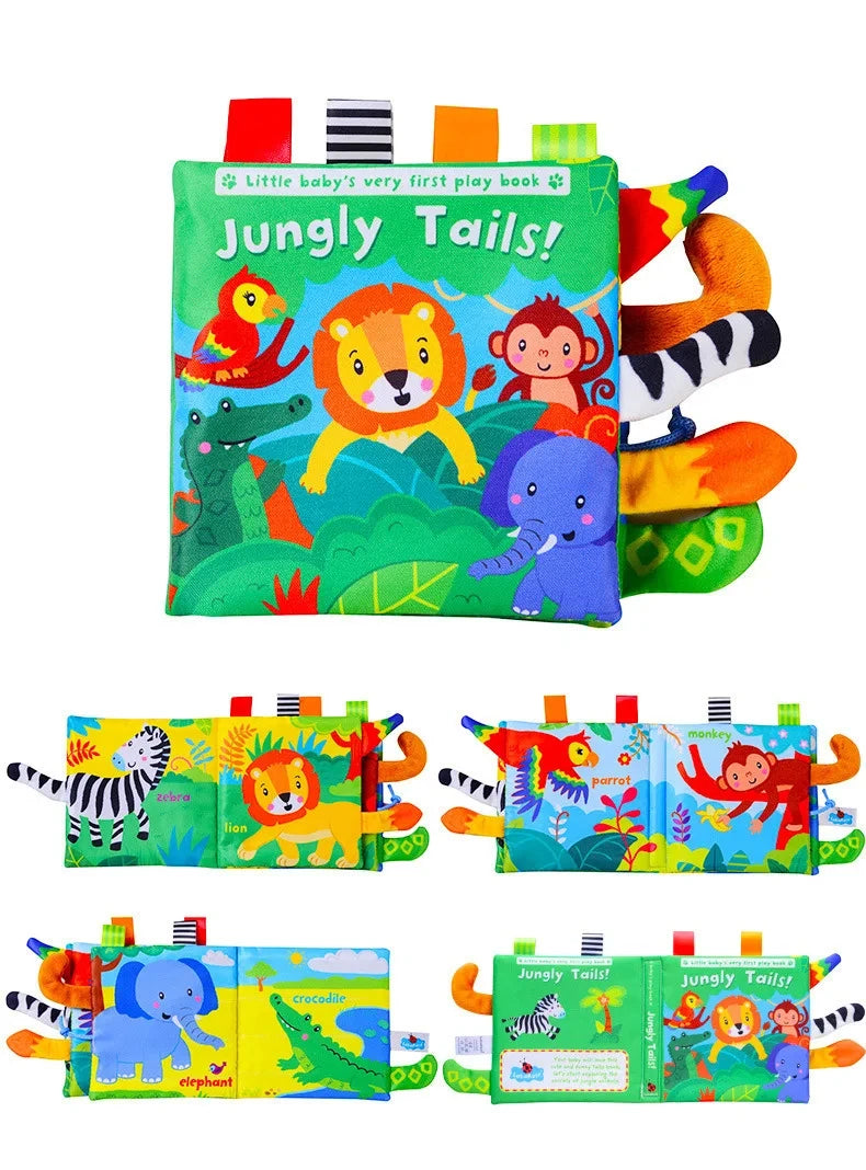 Montessori Education Baby Toys Busy Book Cartoon Animals Tail Interactive Parent-Child Fun Baby Cloth Book Baby Toys 0 6 Months