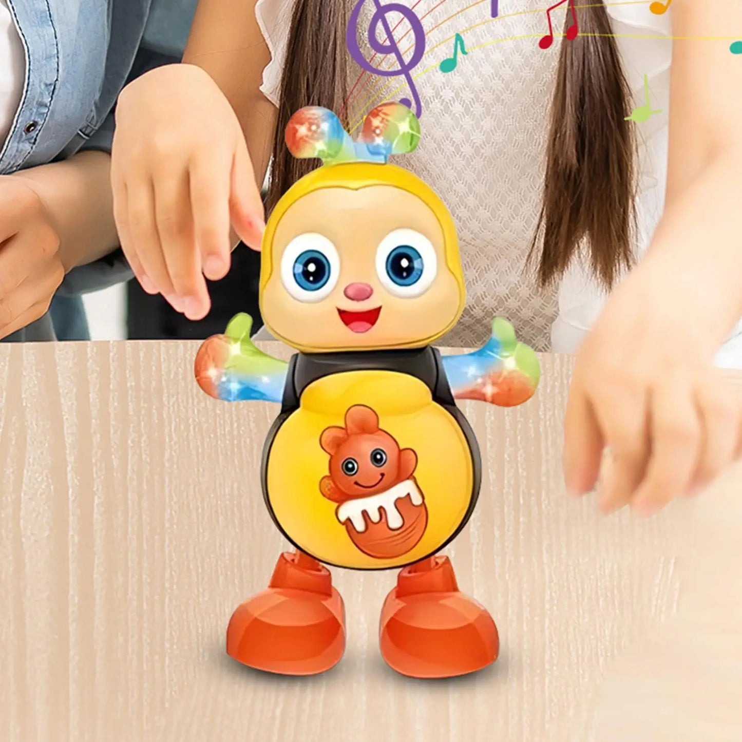 Electric Dancing Bee Toy Cartoon Musical Bee with Lights Music Interactive Educational Toys for Kids Toddler Gifts