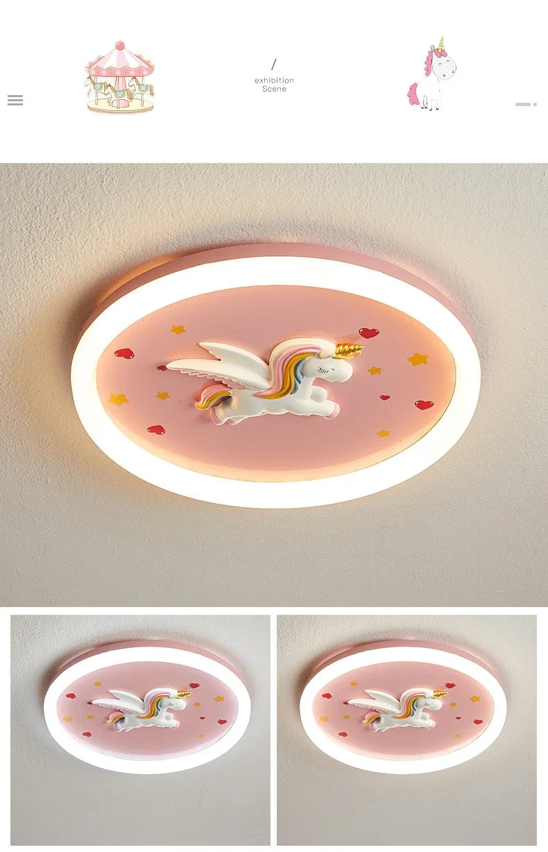 2026 Pink Rainbow Unicorn Light Princess Room Ceiling Lamps LED Warm Cute Nursery Children's Room Girl Bedroom Pegasus Ceiling L