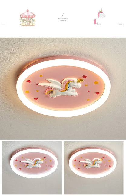 2026 Pink Rainbow Unicorn Light Princess Room Ceiling Lamps LED Warm Cute Nursery Children's Room Girl Bedroom Ceiling
