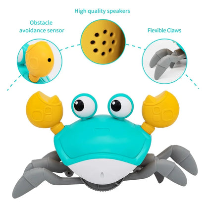 Fun Crab Toy Children Crawling Avoiding Obstacles Electronic Pet With Music Baby Walking Toy Without Battery