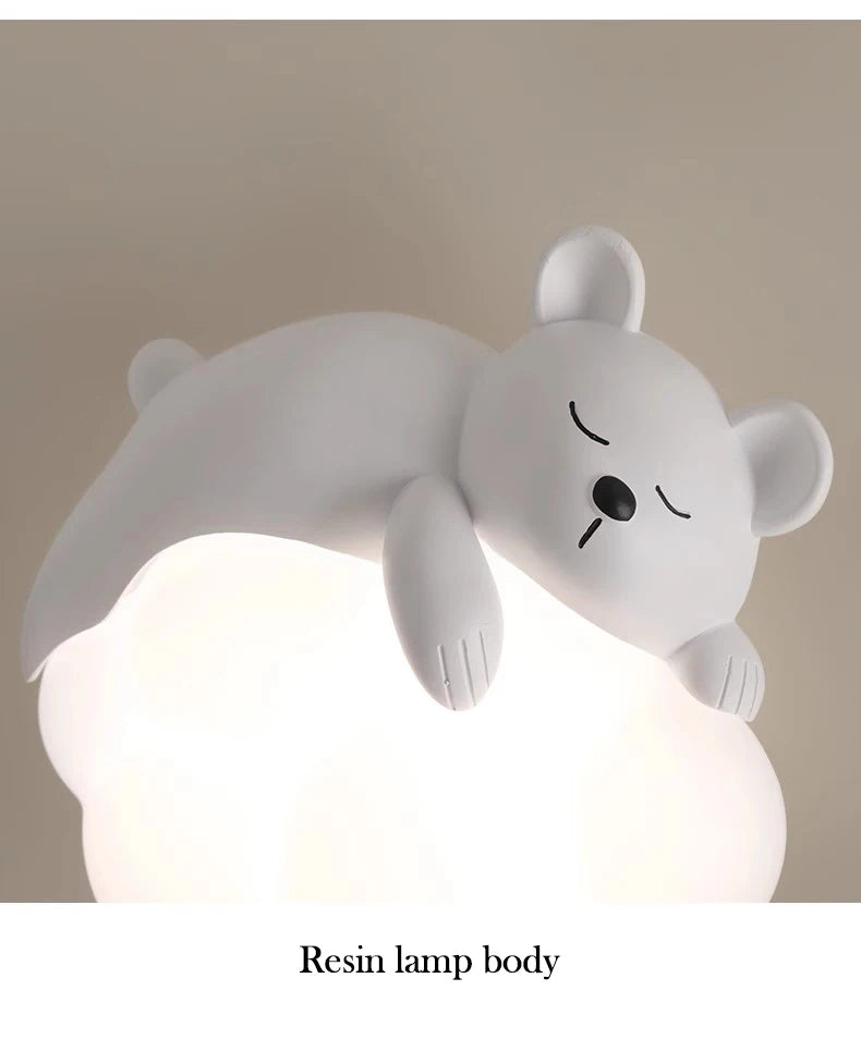 Cute Children's Room Bedside Wall Lamp Bear Rabbit Cloud Lamp Creative Cream Style Baby Room Nursery Boy Girl Bedroom Wall Light