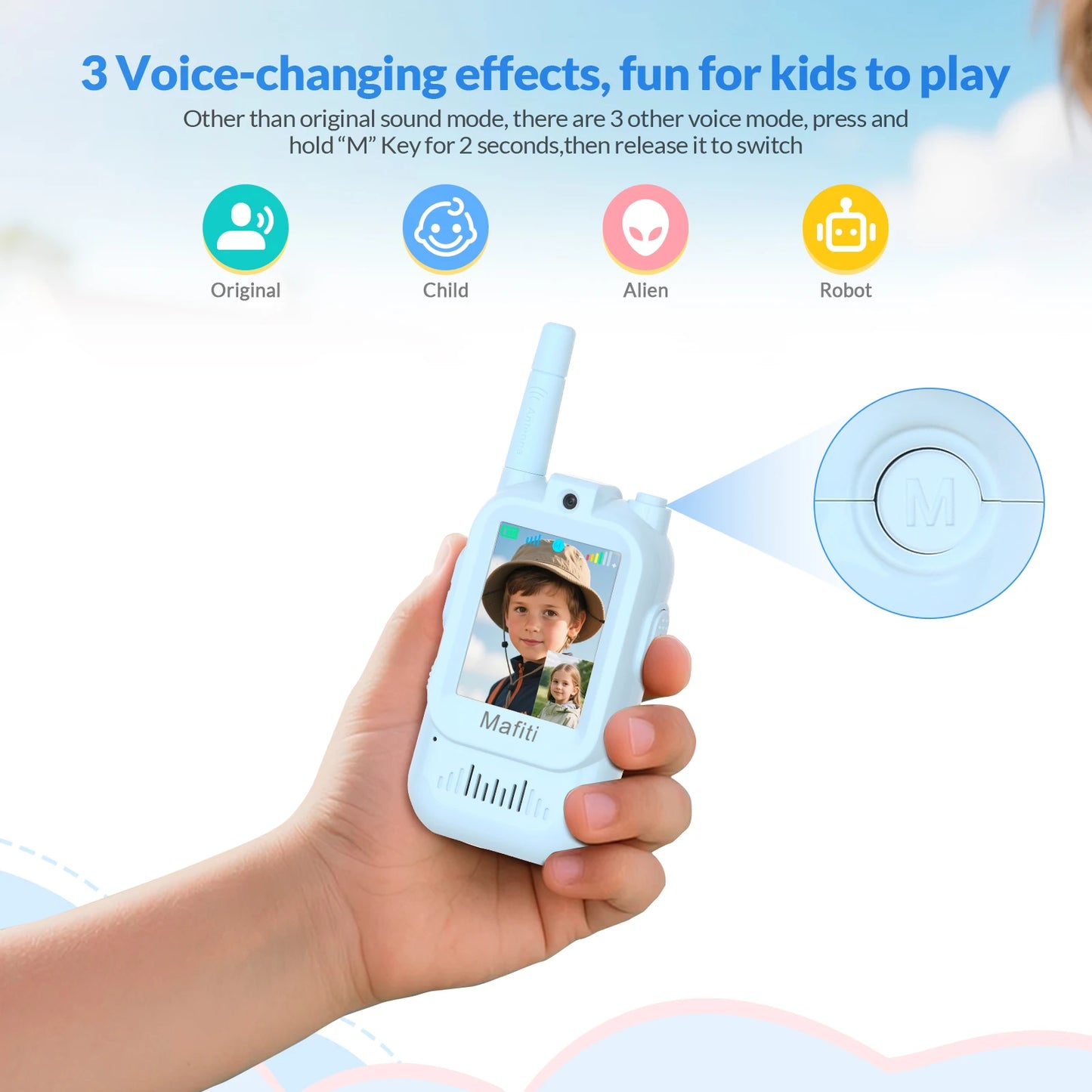 Mafiti Toys for Boys Girls Mini Video Walkie Talkies for Kids 2 Pack Rechargeable 1000 Feet Range Birthday Indoor Outdoor