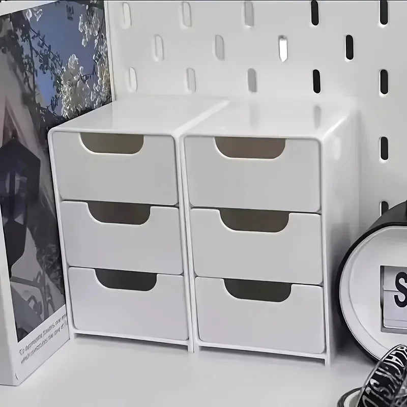 3-Tier Desk Organizer with Drawers - Ideal for Office Supplies, Jewelry & Cosmetics Storage - Portable Divider Box