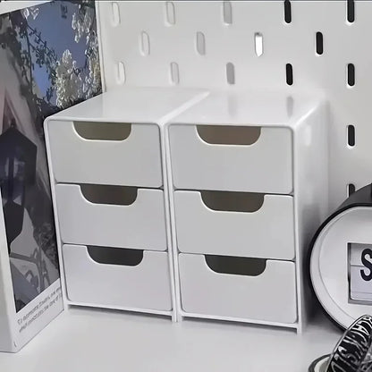 3-Tier Desk Organizer with Drawers - Ideal for Office Supplies, Jewelry & Cosmetics Storage - Portable Divider Box