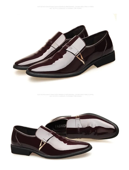 2026 Leather Shoes for Men Patent Leather Mens Casual Oxford Shoes Moccasin Glitter Male Footwear Designer Business Casual Shoes