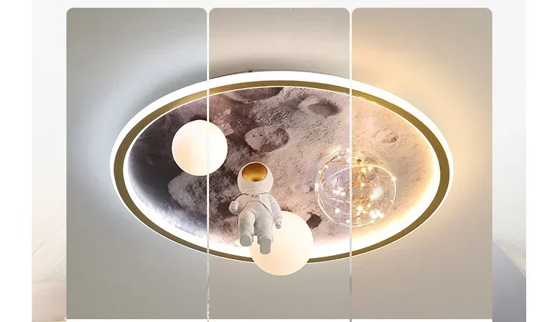 Modern European Modern Children's Moon Lustre Led Lights Astronaut Bedroom Chandeliers Decoration Ceiling Lamps For Room Home-ap