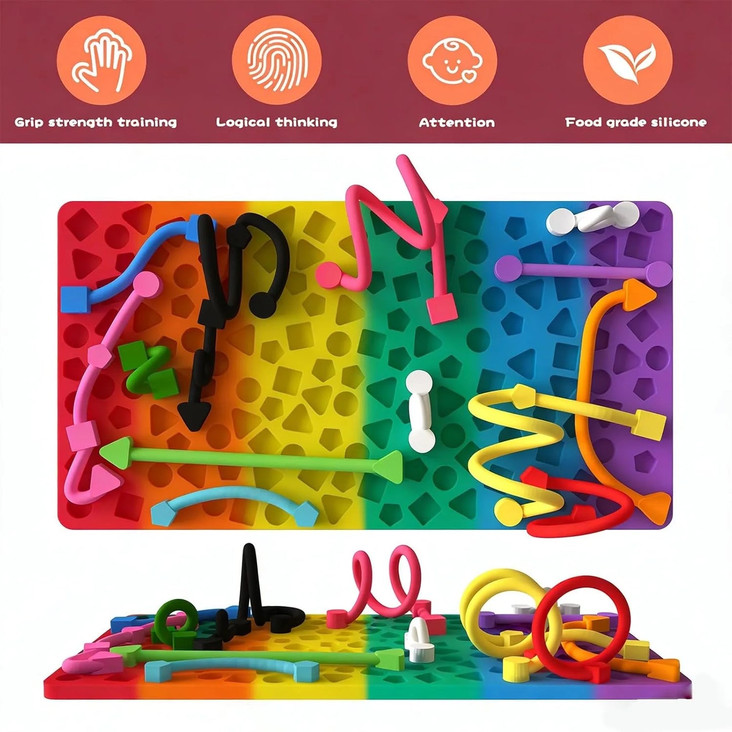 Sensory Activity Board, Silicone Quiet Fidget Toy for ADHD Autism Stress Relief, Easter Basket Stuffers for Toddlers Kids Teens