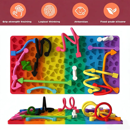 Sensory Activity Board, Silicone Quiet Fidget Toy for ADHD Autism Stress Relief, Easter Basket Stuffers for Toddlers Kids Teens