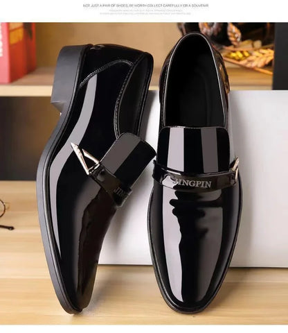 2026 Leather Shoes for Men Patent Leather Mens Casual Oxford Shoes Moccasin Glitter Male Footwear Designer Business Casual Shoes