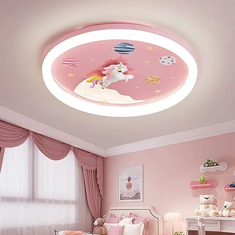 2026 Pink Rainbow Unicorn Light Princess Room Ceiling Lamps LED Warm Cute Nursery Children's Room Girl Bedroom Pegasus Ceiling L