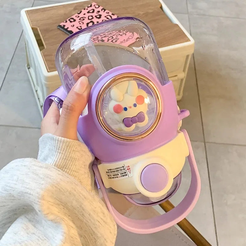 Kids Water Bottles with Straw for Girls 820ml Large Capacity Cute Children's Kawaii Cartoon Bottle for Student School Travel