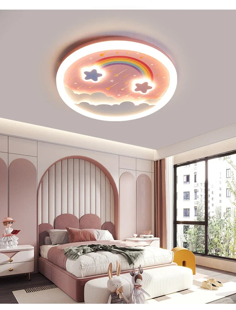 2026 Pink Rainbow Unicorn Light Princess Room Ceiling Lamps LED Warm Cute Nursery Children's Room Girl Bedroom Pegasus Ceiling L