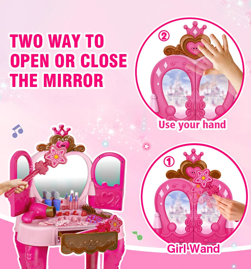 Girls Makeup Toys Woman Career Role Play Toys Inductive Door-opening Pretend Beauty and Fashion Sets Hair Styling for Kids Child
