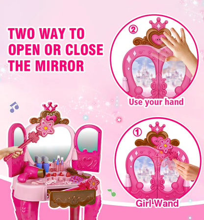 Girls Makeup Toys Woman Career Role Play Toys Inductive Door-opening Pretend Beauty and Fashion Sets Hair Styling for Kids Child