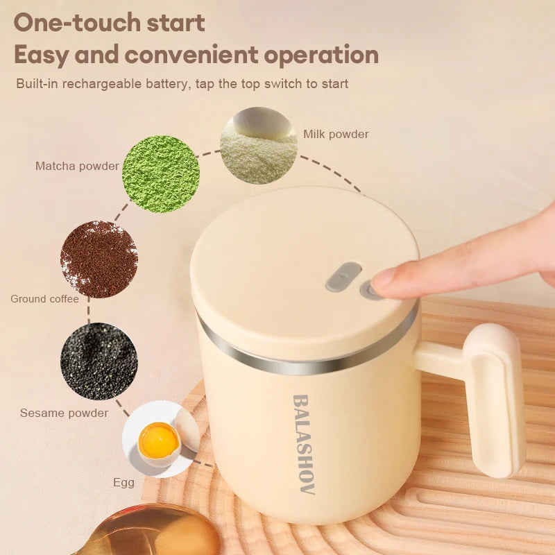 400ml Electric Automatic Self Stirring Cup Self Mixing Coffee Mug Glass Waterproof Protein Powder Stirrers for Home Office