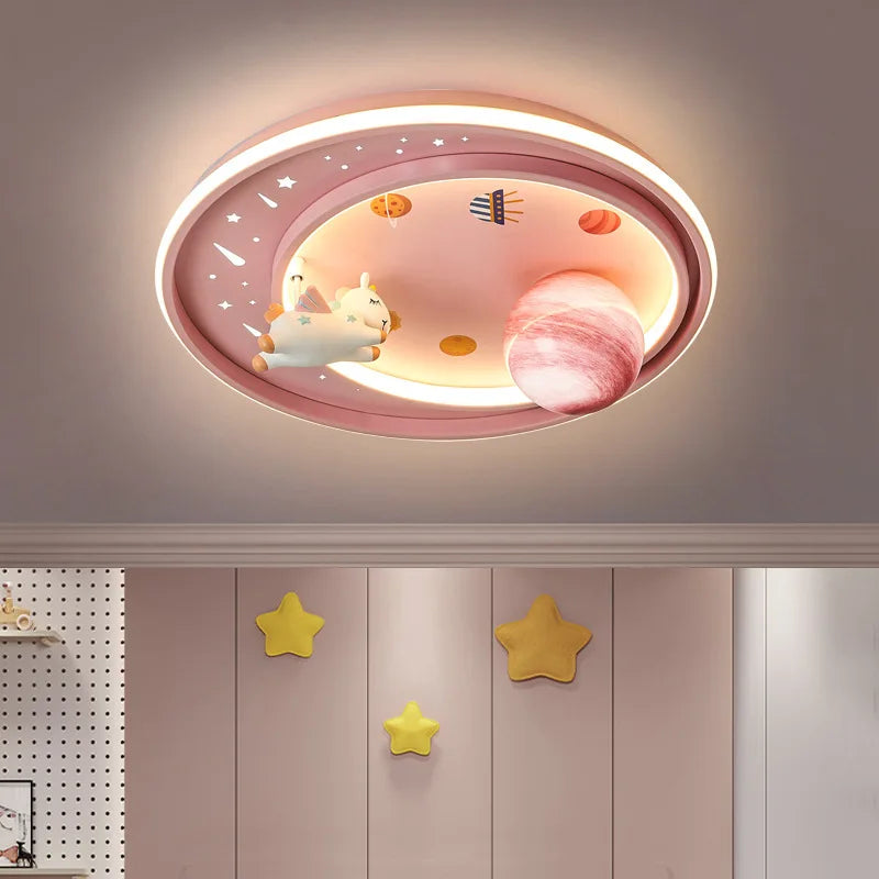 Children's Room Bedroom Ceiling Lights LED Moon Astronaut Unicorn Light Warm Romantic Baby Room Boy Girl Bedroom Ceiling Lamps